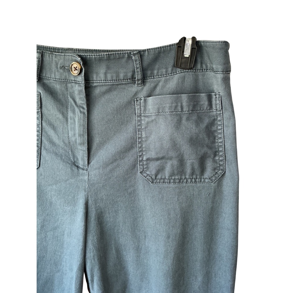 Loft Outlet High Rise Slim Wide Leg Pants Blue Teal Patch Pocket Size 14 - Picture 4 of 11